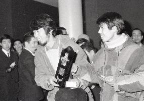 The first visitor to Mitsubishi Miraikan at the Osaka Expo